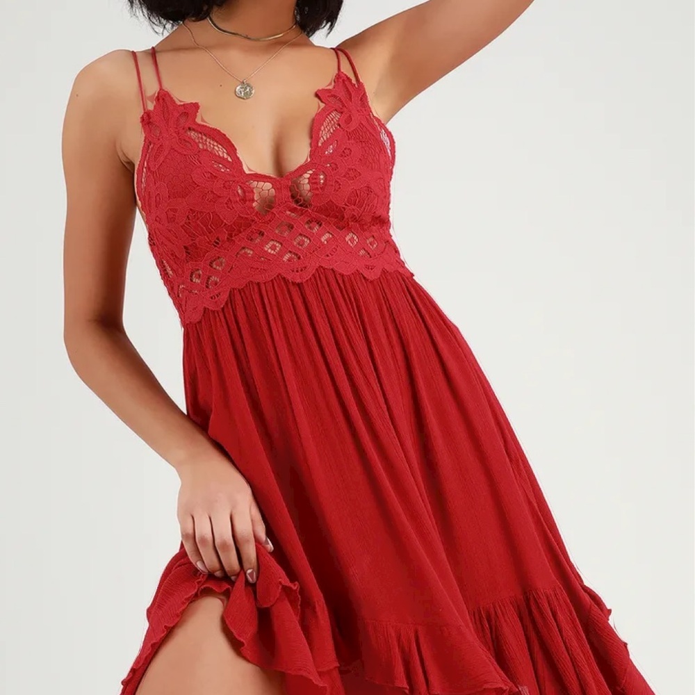 Adella Slip Red Lace Dress